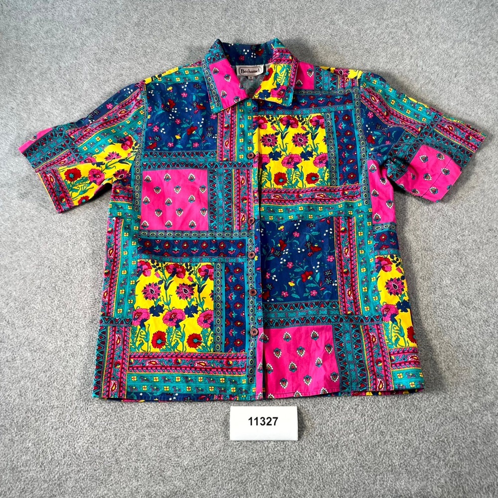 Vintage Bechamel Top Womens Small Multicolor Floral Cotton Streetwear Casual